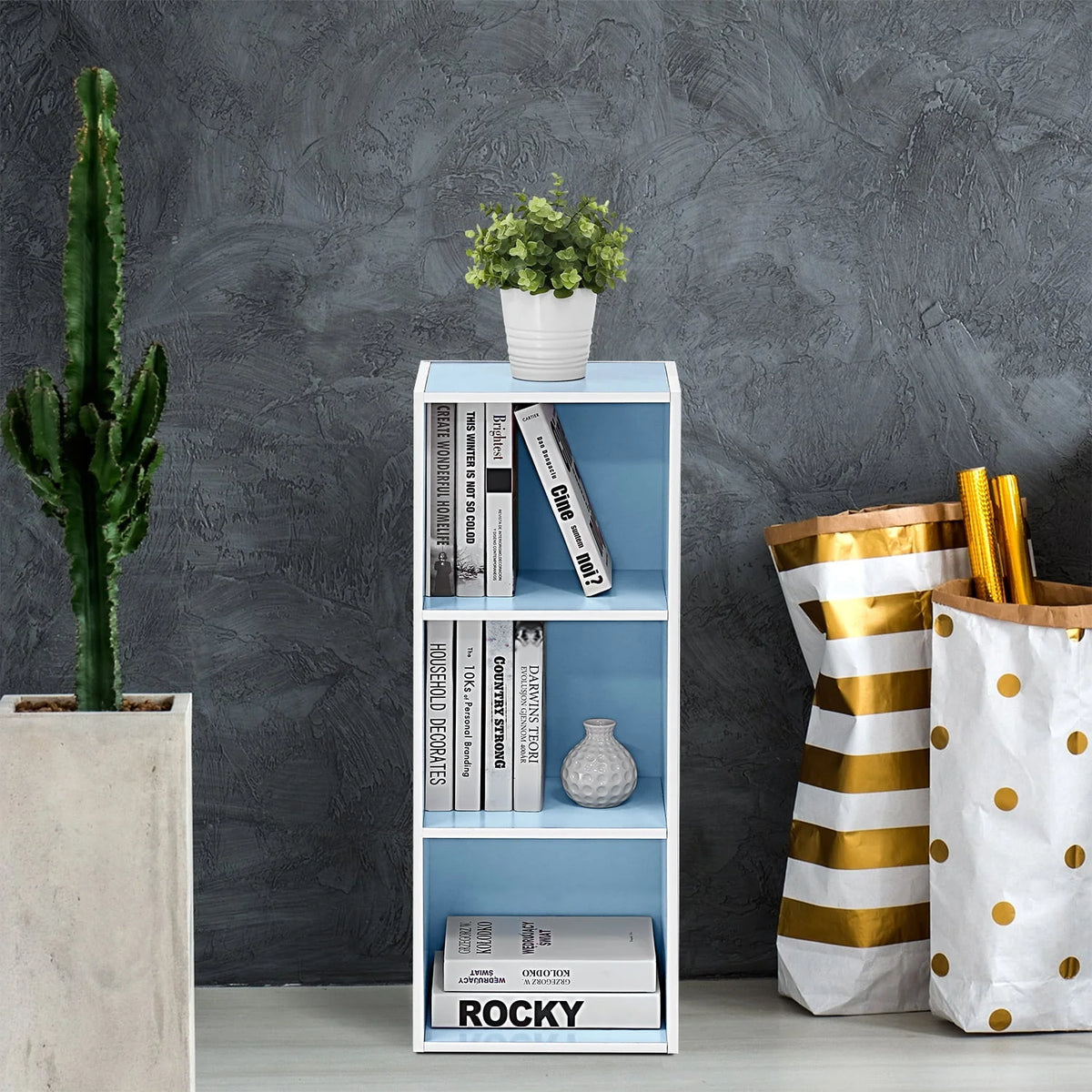 White 3 Tier Open Shelf Bookcase T521