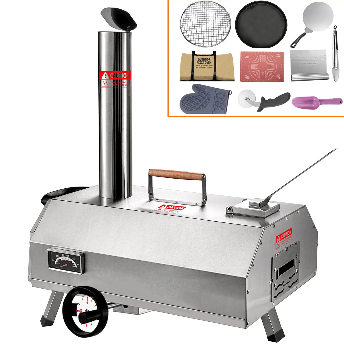 12 Pizza Oven with Thermometer Foldable Legs O1989