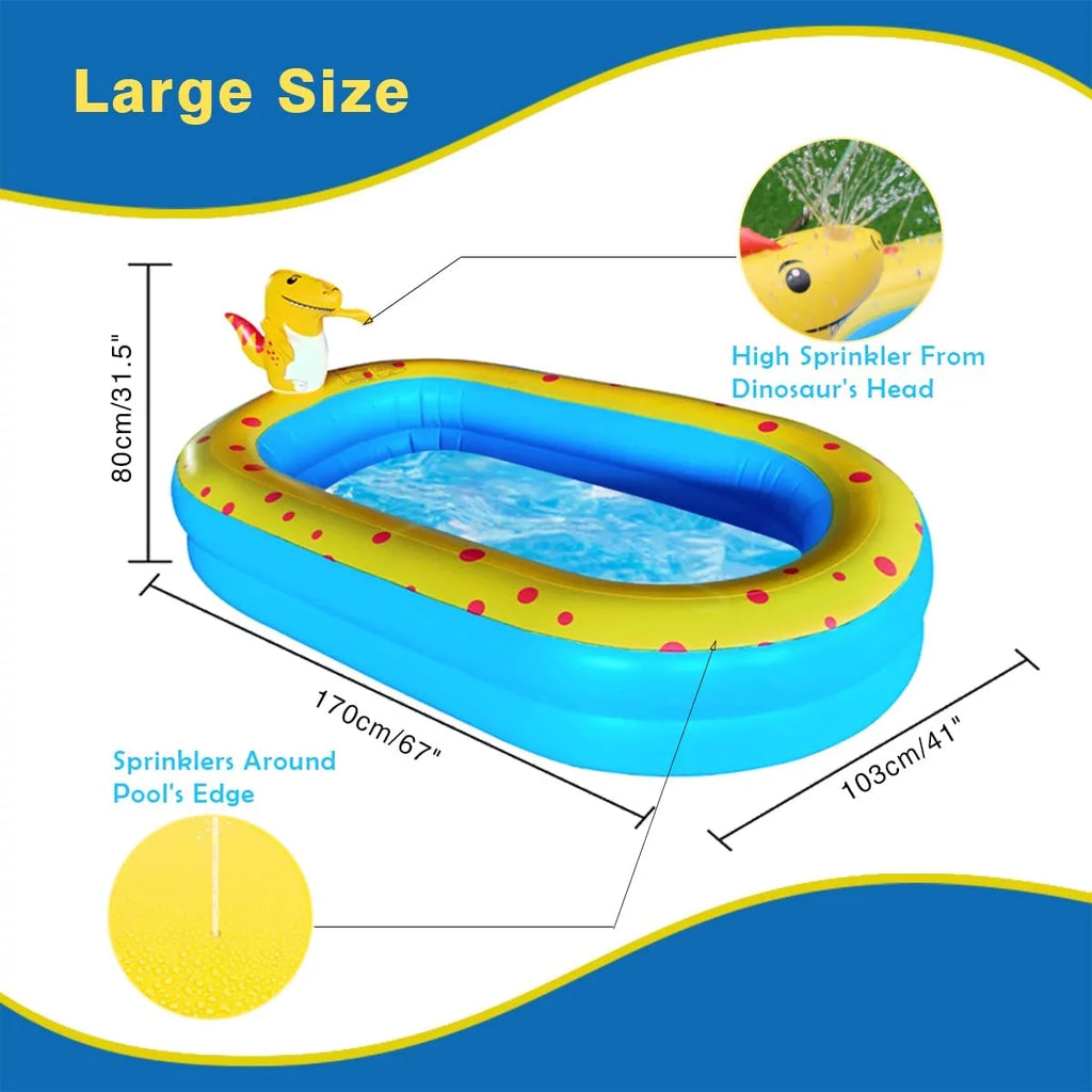 Inflatable Dinosaur Kiddie Pool 67x 41x 32H Blue B472392