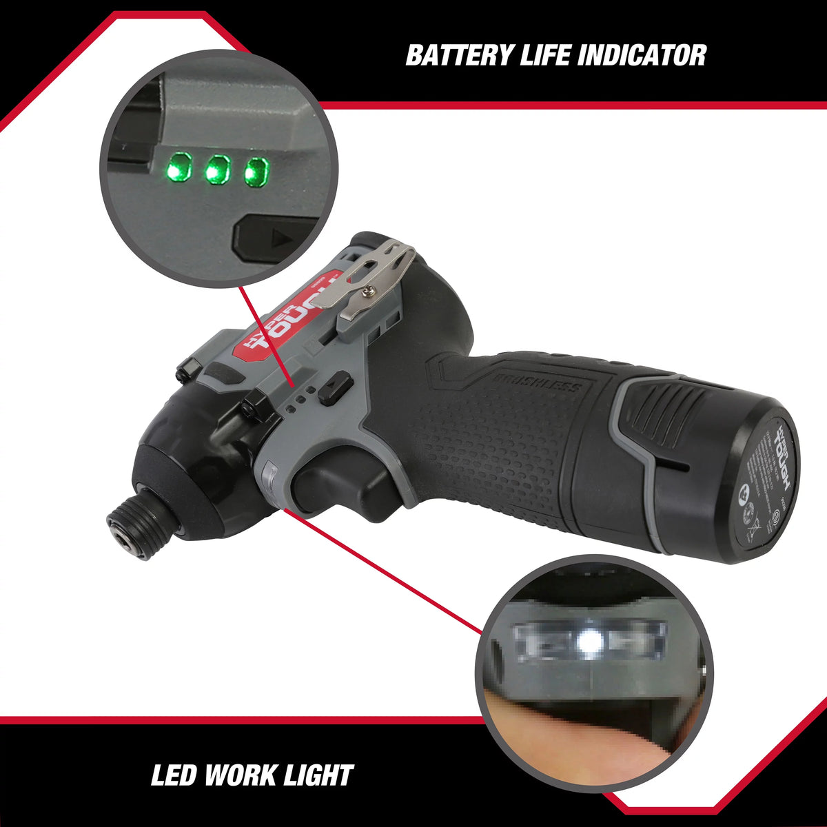 12V Max Lithium-Ion Cordless Brushless Impact Driver with Battery and Charger U635