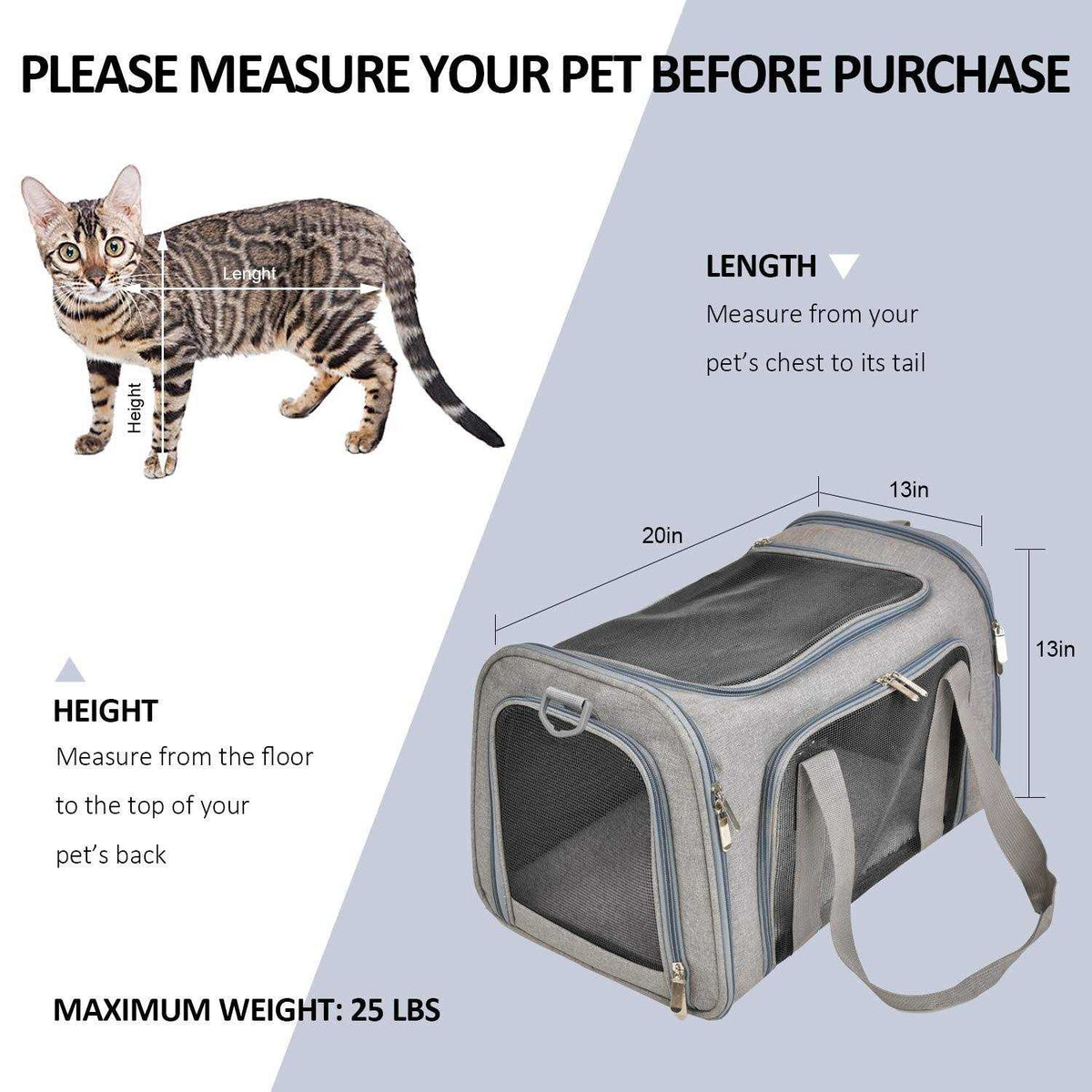 Cat Dog Pet Carrier for Small Medium Cats Puppies up to 15 Lbs Y852372