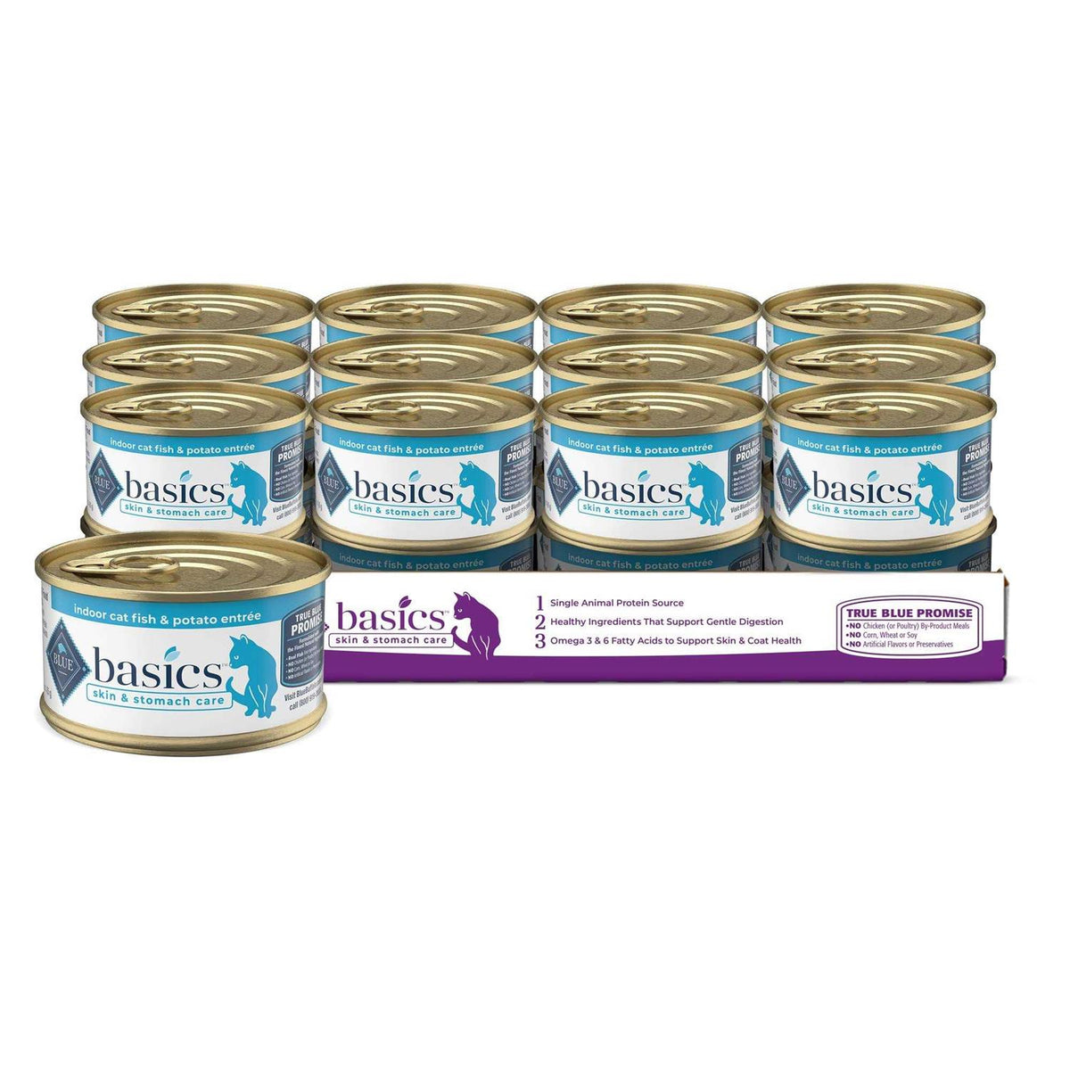 Grain Free Indoor Fish and Potato Canned Cat Food 3-oz L595
