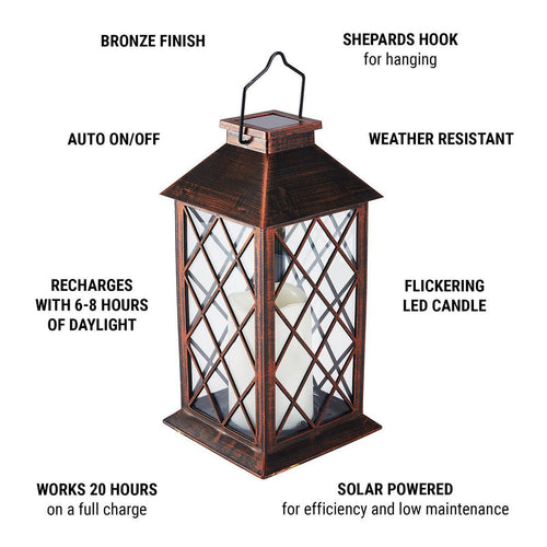 11 in. Solar LED Lantern T8565