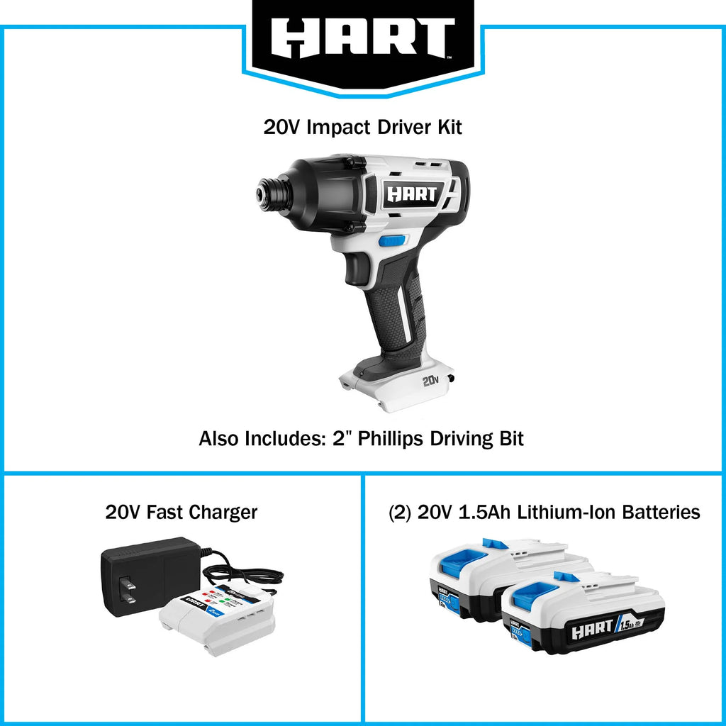 20-Volt Cordless Impact Driver Kit with 1.5Ah Lithium-Ion Batteries U95880