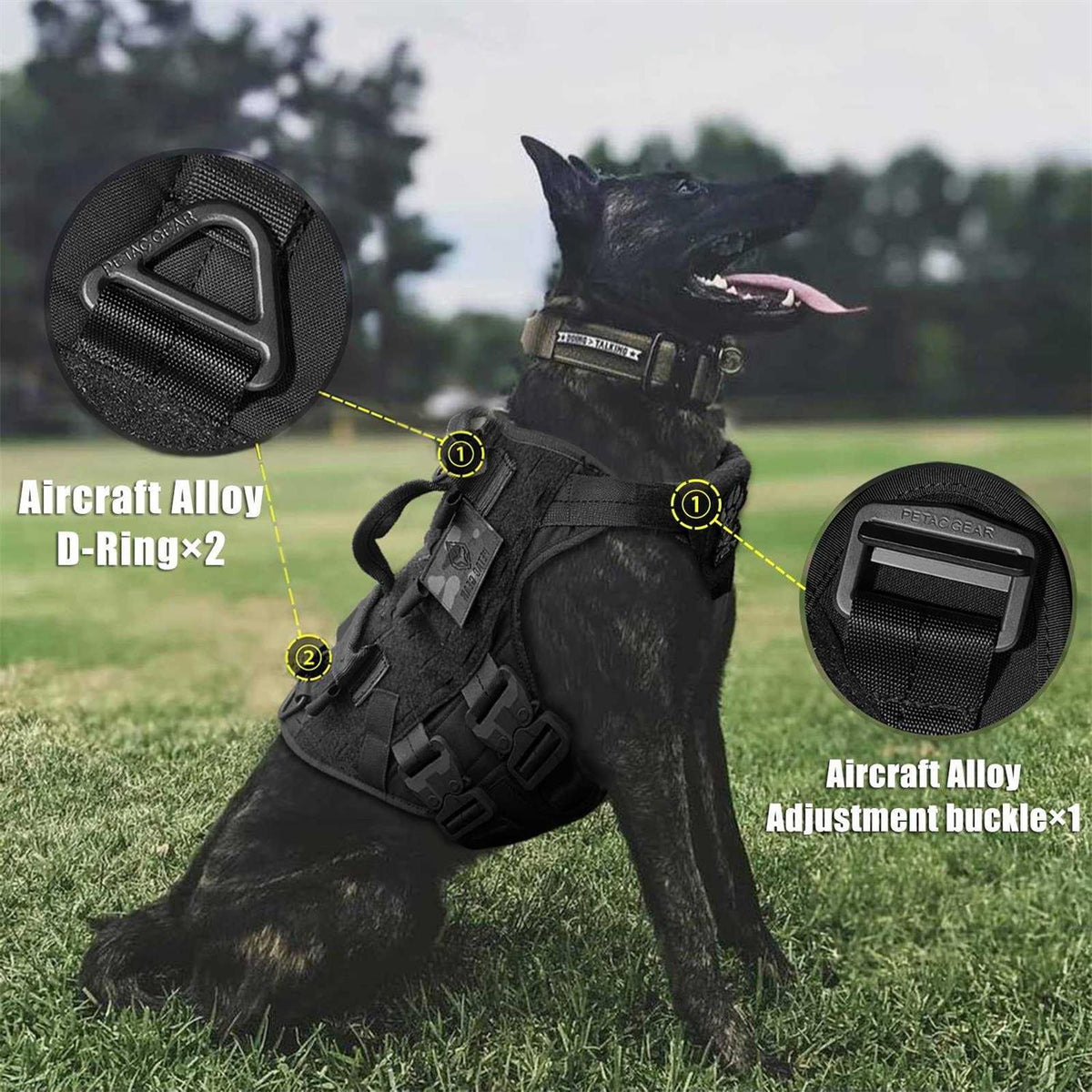Tactical Dog Harness Adjustable Padded MOLLE Vest Q66653