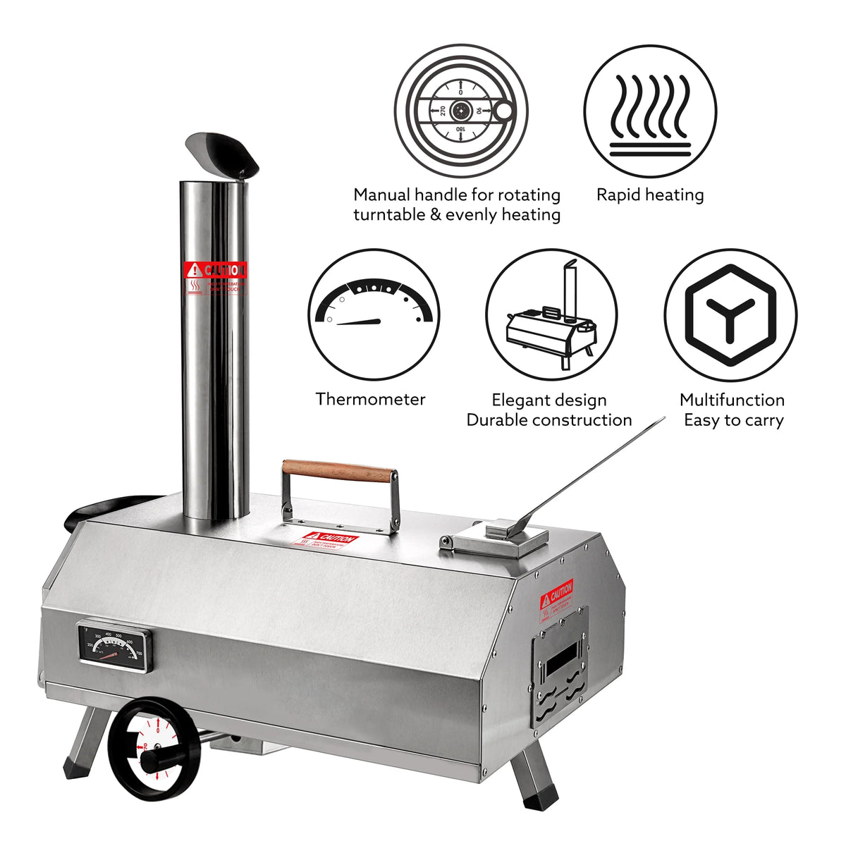 12 Pizza Oven with Thermometer Foldable Legs O1989