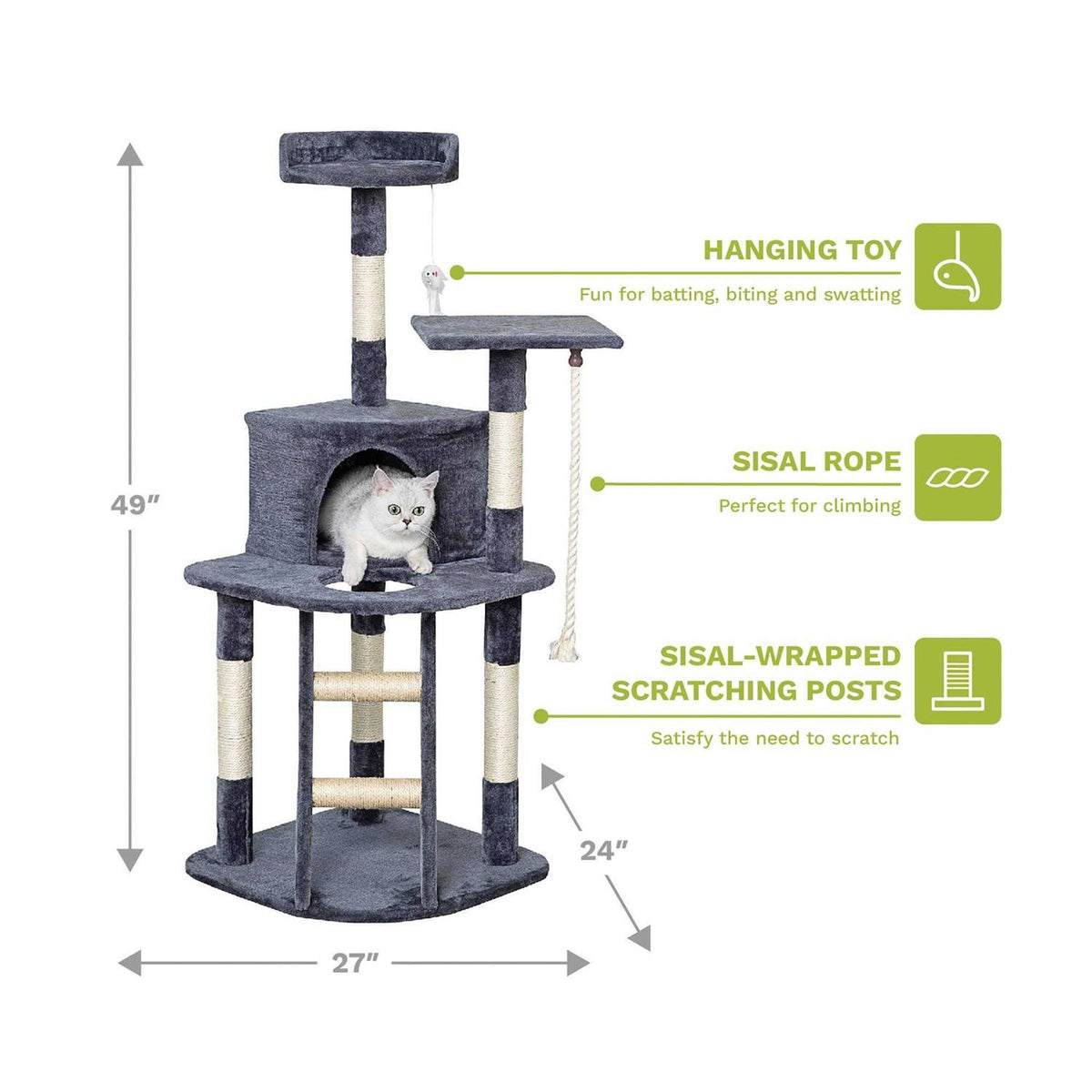 49 in. Cat Tree Condo with Sisal Covered Posts P2060