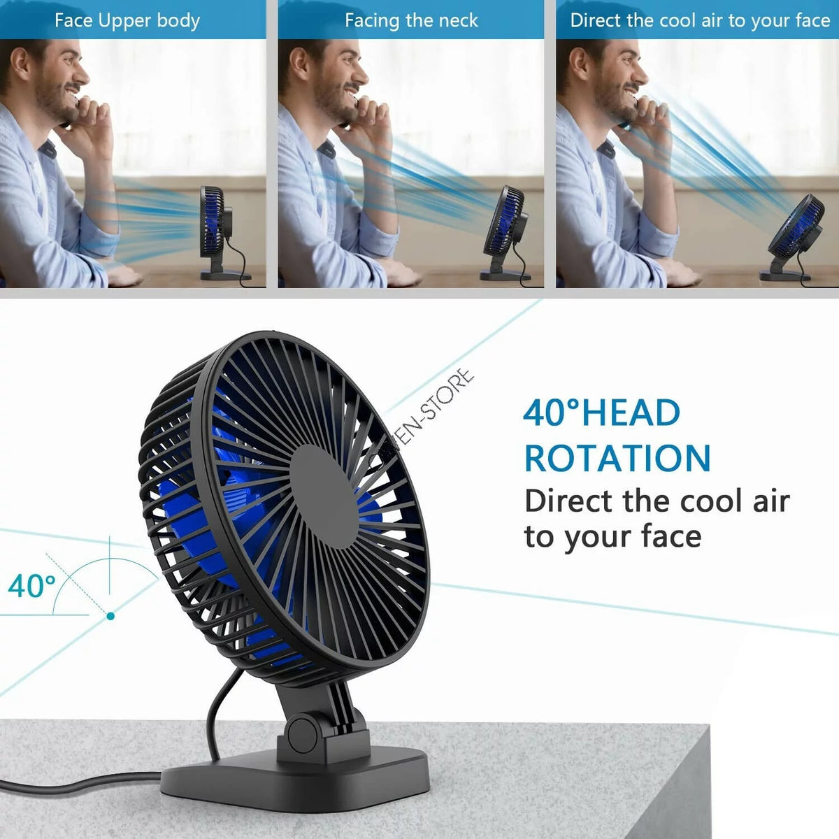 4 inch Mini Desk Fan 3 Speeds USB Powered J111
